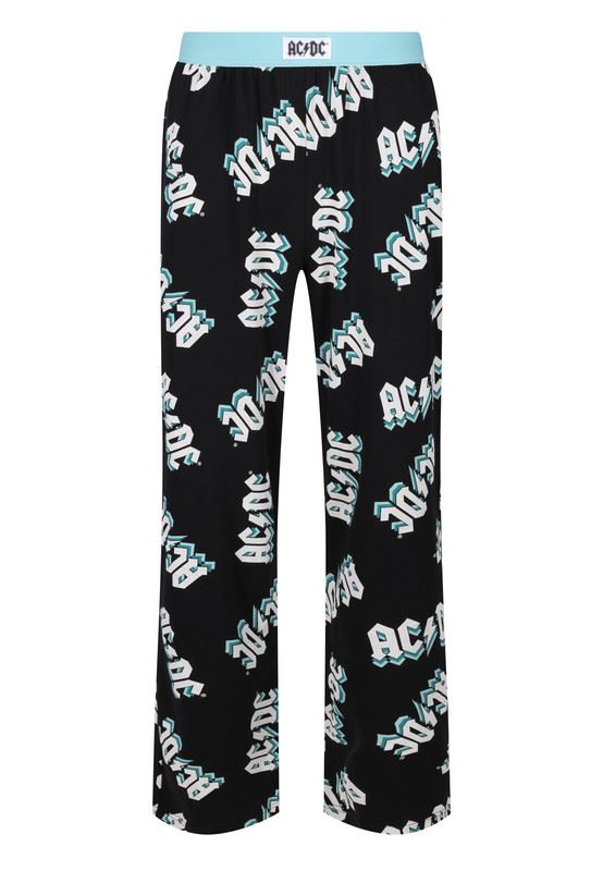 Mens ACDC Lounge Pants Cotton PJs Adult Music Band Classic Logo Print Pyjamas