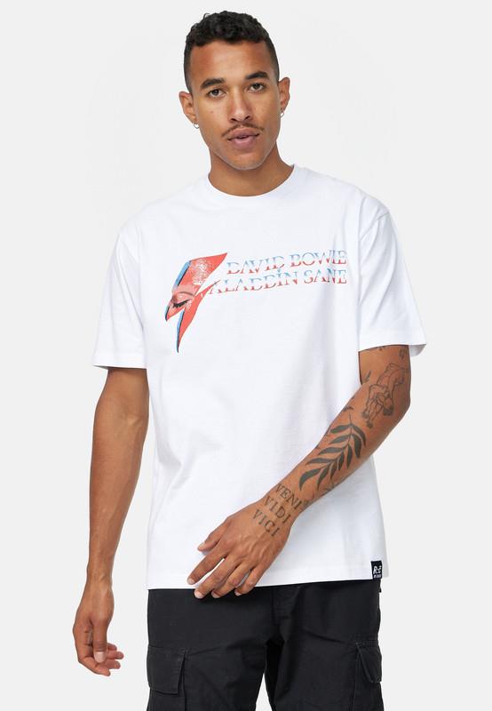 Recovered David Bowie Mens T-Shirts Aladdin Sane Logo White Crew Neck Cotton Tee Shirt