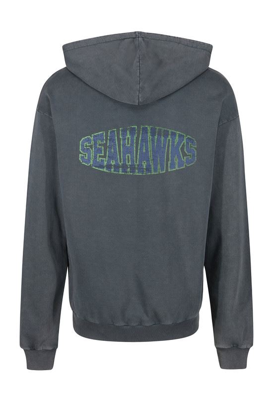 Recovered Men's NFL Seattle Seahawks Helmet Pocket Print Hoodie - Washed Black