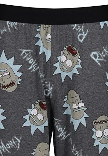 Rick and Morty Unisex Lounge Pants - Rick and Morty Faces with Logo All over Print 100% Cotton PJs For Loungewear Nightwear