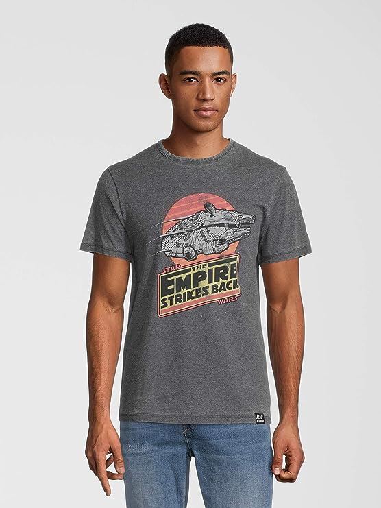 Star Wars Empire Strikes Back Millenium Falcon Charcoal T-Shirt by Re:Covered