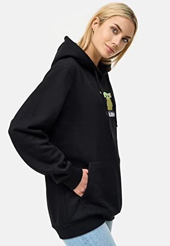 Star Wars The Mandalorian Baby Yoda Black Womens Hooded Sweatshirt by Recovered