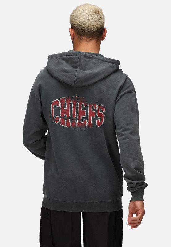 Recovered NFL Kansas City Chiefs Mens Hooded Sweatshirt American Football Helmet Pocket Logo Black Cotton Hoodie