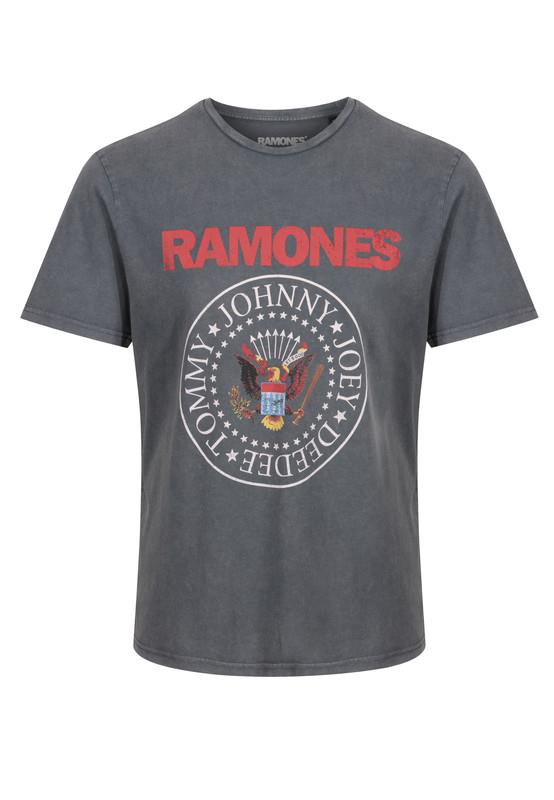 Recovered Mens Crew Neck T-Shirts Ramones Logo Relaxed Fit Cotton Music Tee Shirt