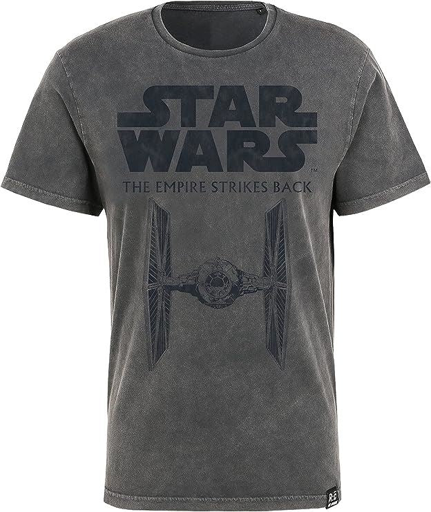 Star Wars Empire Strikes Back Tie Fighter Washed Grey T-Shirt by Re:Covered