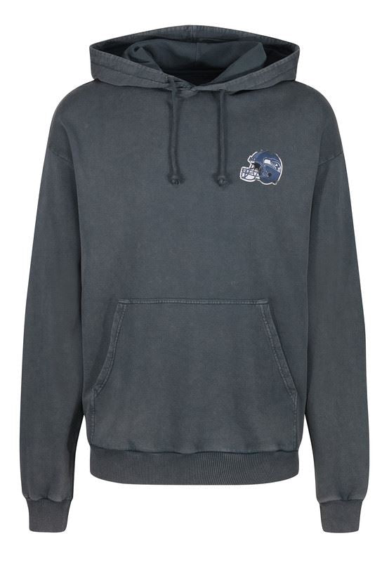 Recovered Men's NFL Seattle Seahawks Helmet Pocket Print Hoodie - Washed Black