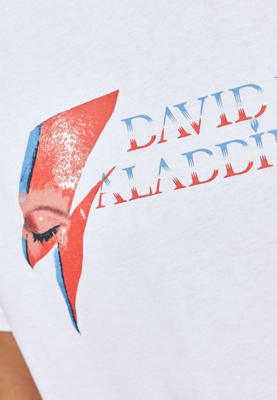 Recovered David Bowie Mens T-Shirts Aladdin Sane Logo White Crew Neck Cotton Tee Shirt