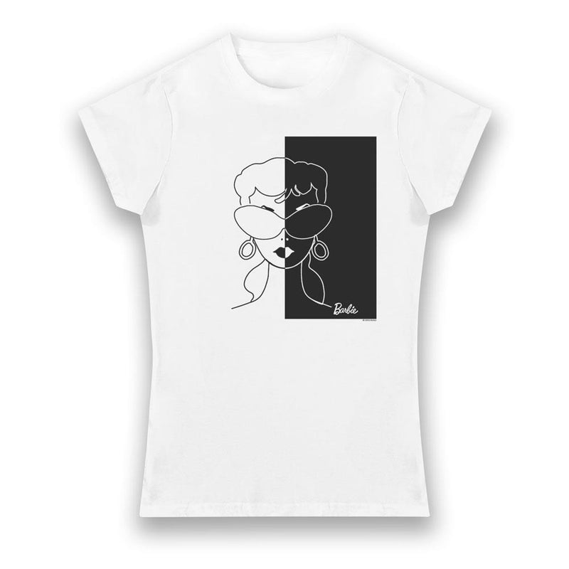 Barbie Linear Art Women's Fit White Cotton T-Shirt