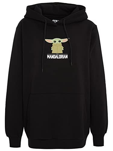 Star Wars The Mandalorian Baby Yoda Black Womens Hooded Sweatshirt by Recovered