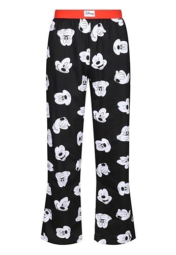 Disney Lounge Pants - Adults Cotton Black Mickey Mouse Expressions Printed Casual Pyjamas Bottoms