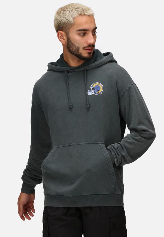 Recovered Men's NFL Los Angeles Rams Helmet Pocket Print Hoodie - Washed Black