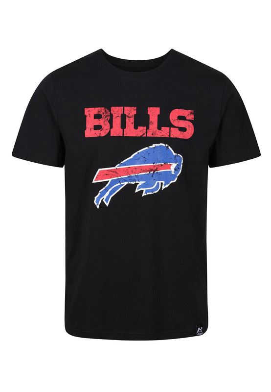 Recovered NFL Men's Cotton T-Shirt Buffalo Bills American Football Tee Black