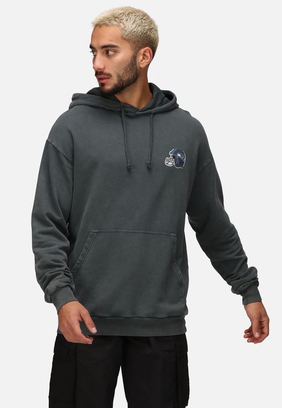 Recovered Men's NFL Seattle Seahawks Helmet Pocket Print Hoodie - Washed Black