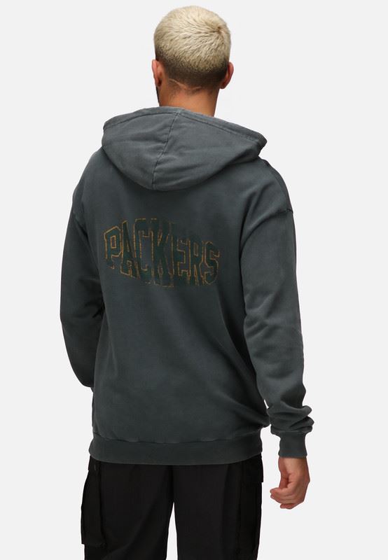 Recovered NFL Green Bay Packers Mens Hoodie American Football Helmet Pocket Print Black Sweatshirt