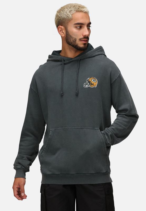 Recovered NFL Green Bay Packers Mens Hoodie American Football Helmet Pocket Print Black Sweatshirt