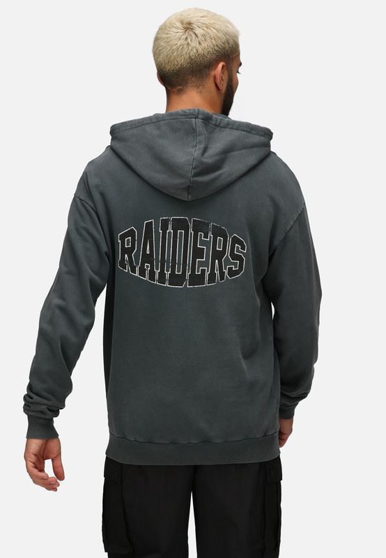 Recovered Men's NFL Las Vegas Raiders Helmet Pocket Print Hoodie - Washed Black