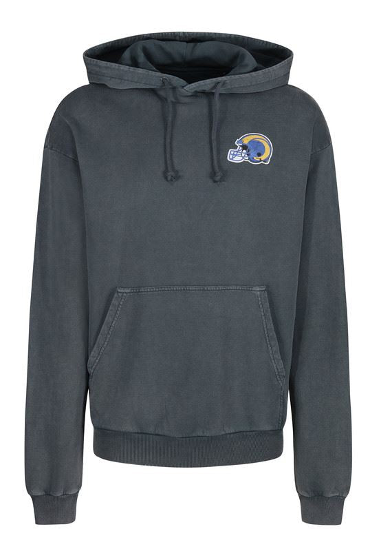 Recovered Men's NFL Los Angeles Rams Helmet Pocket Print Hoodie - Washed Black