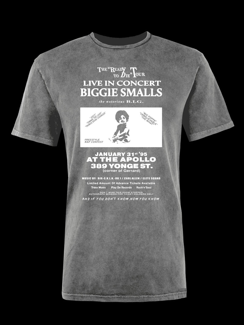 Biggie Smalls Concert Advertise Black Washes Relaxed Cotton T-Shirt