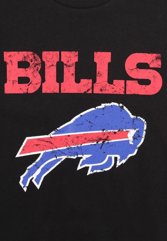 Recovered NFL Men's Cotton T-Shirt Buffalo Bills American Football Tee Black