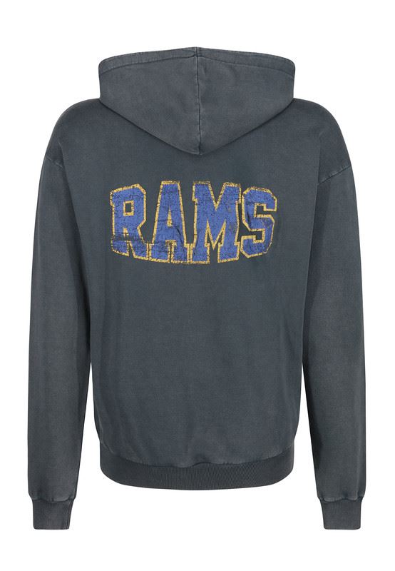 Recovered Men's NFL Los Angeles Rams Helmet Pocket Print Hoodie - Washed Black