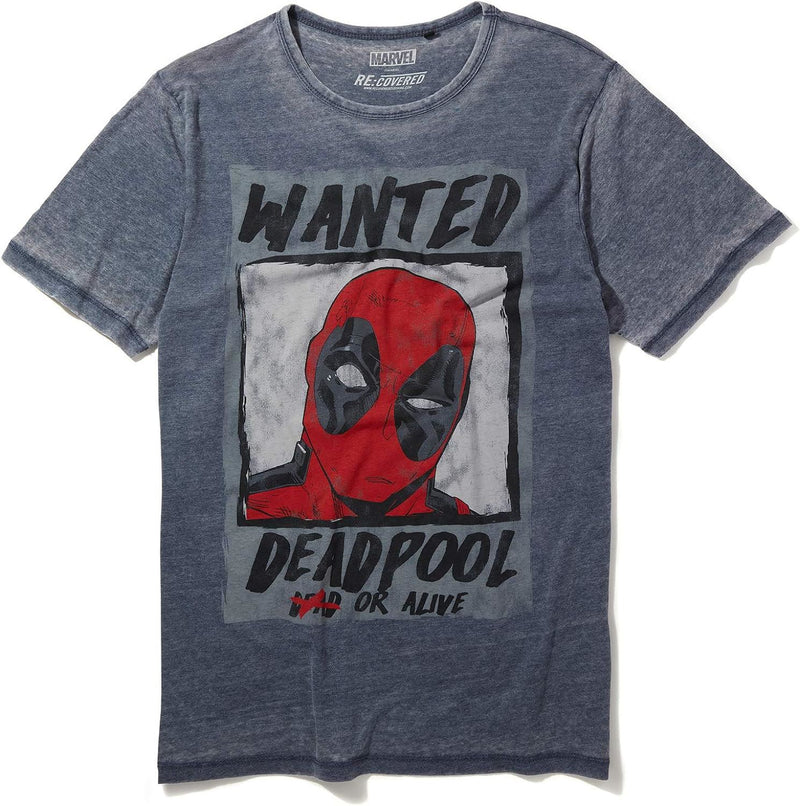 Marvel Deadpool Wanted Poster Blue T-Shirt