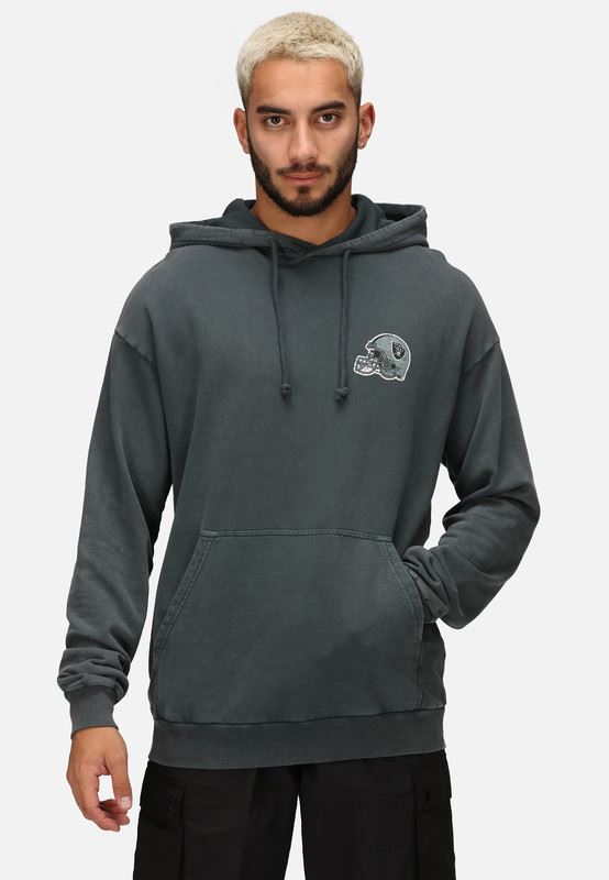 Recovered Men's NFL Las Vegas Raiders Helmet Pocket Print Hoodie - Washed Black