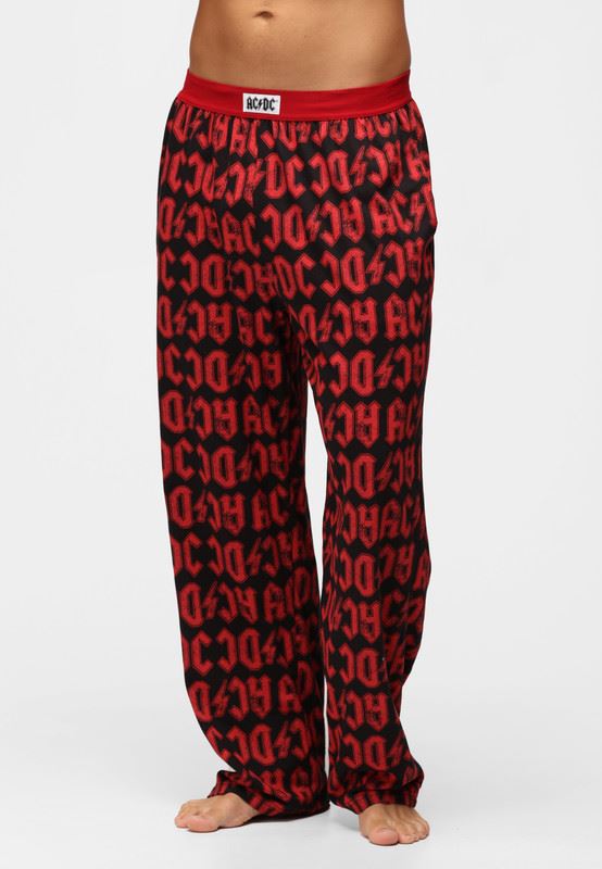 Mens ACDC Lounge Pants Adults Cotton Music Band Logo Print Nightwear PJ Bottoms