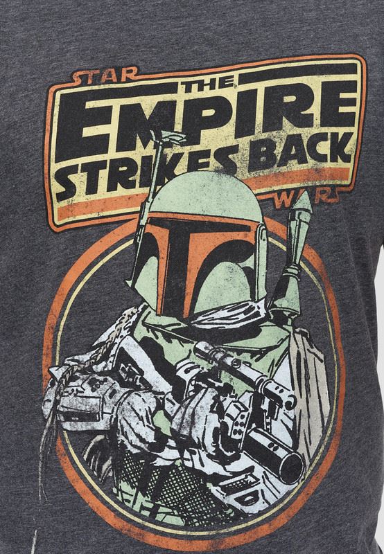 Recovered Star Wars The Empire Strikes Back Boba Fett Charcoal Vintage T-Shirt