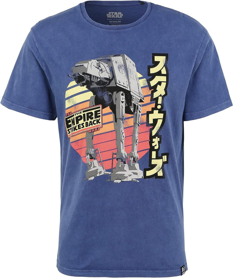 Star Wars Empire Strikes Back Retro at-at Washed Blue T-Shirt