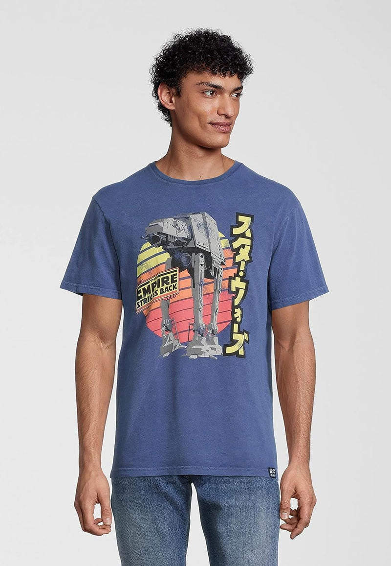 Star Wars Empire Strikes Back Retro at-at Washed Blue T-Shirt